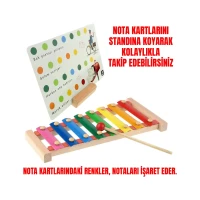 Ahşap 8'li Ksilofon Renkli Nota Kartlı
