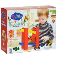 Yarış Arabalı Ahşap Oyun Rampası