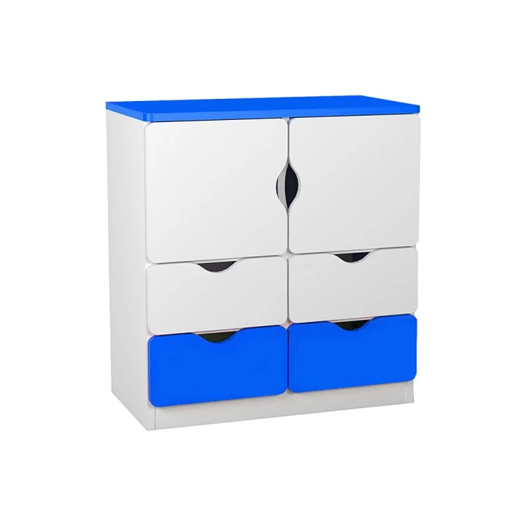 Anaokulu 2 Kapaklı 4 Çekmeceli Mavi Beyaz Öğrenci Dolabı