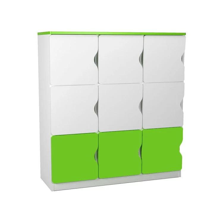 Anaokulu 9 Kapaklı Yeşil Beyaz Öğrenci Dolabı