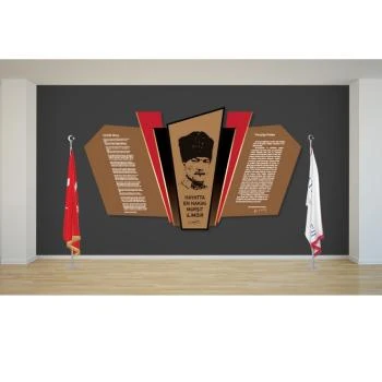 Kahverengi Ahşap Atatürk Köşesi Pano