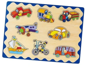Ahşap Tutmalı Taşıtlar Puzzle 8 Parça