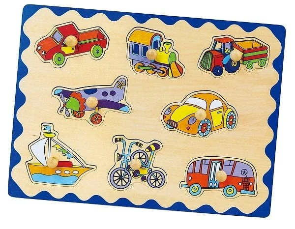 Ahşap Tutmalı Taşıtlar Puzzle 8 Parça