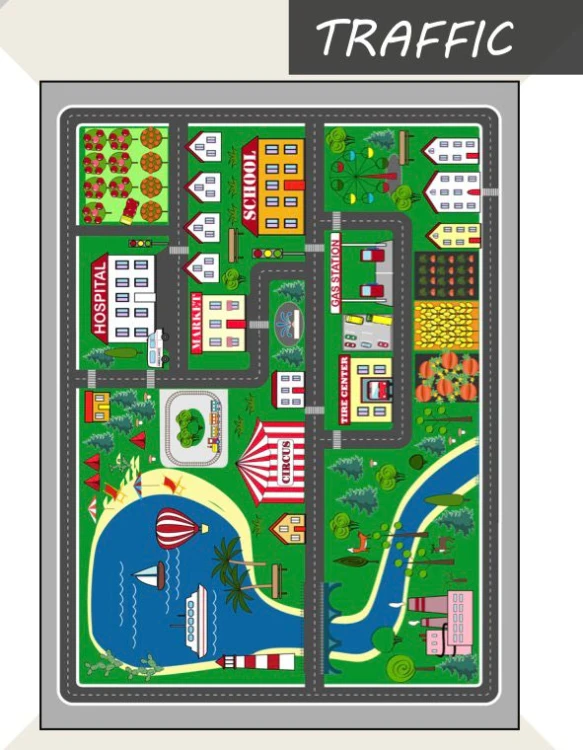 Trafik Desenli Sınıf Halısı 140x190 cm