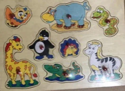 Kulplu Ahşap Sevimli Hayvanlar Yapbozu