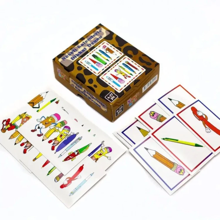 Neşeli Kalemler Dikkat Oyunu Eğitici Kart Oyunu