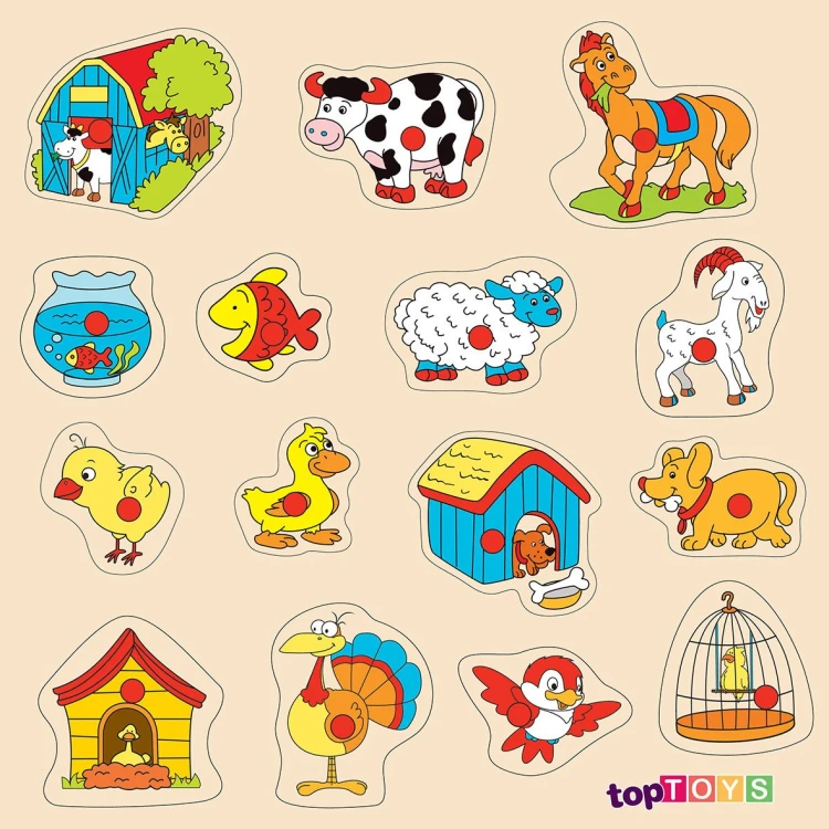 Ahşap Barınaklı Hayvanlar Puzzle 30x30 cm