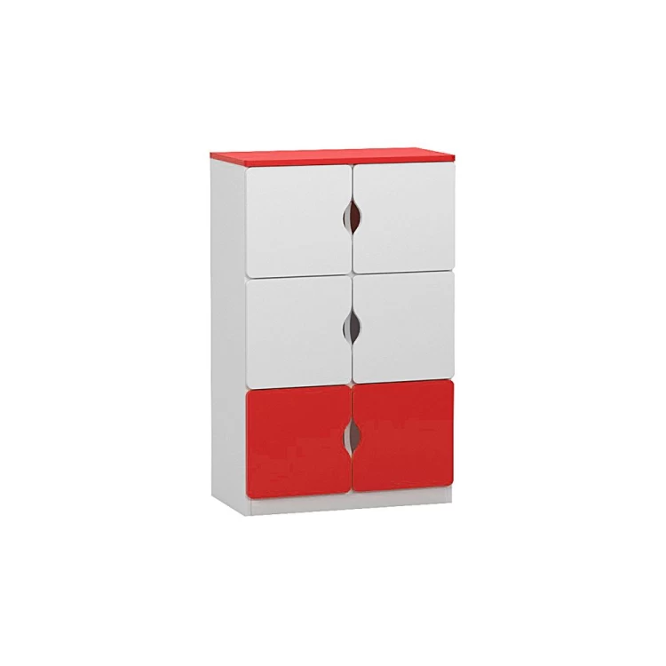 Anaokulu 6 Kapaklı Kırmızı Beyaz Öğrenci Dolabı