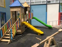 Renkli Korkuluklu Çift Kuleli Oyun Parkı 5x4 m