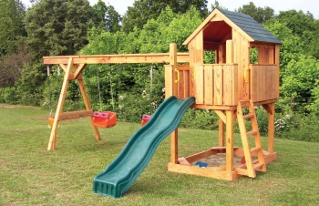 Salıncaklı Kuleli Ahşap Oyun Parkı 400x300 cm