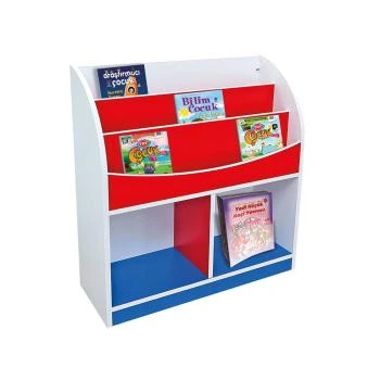 Anaokulu Ahşap Kırmızı Kitaplık