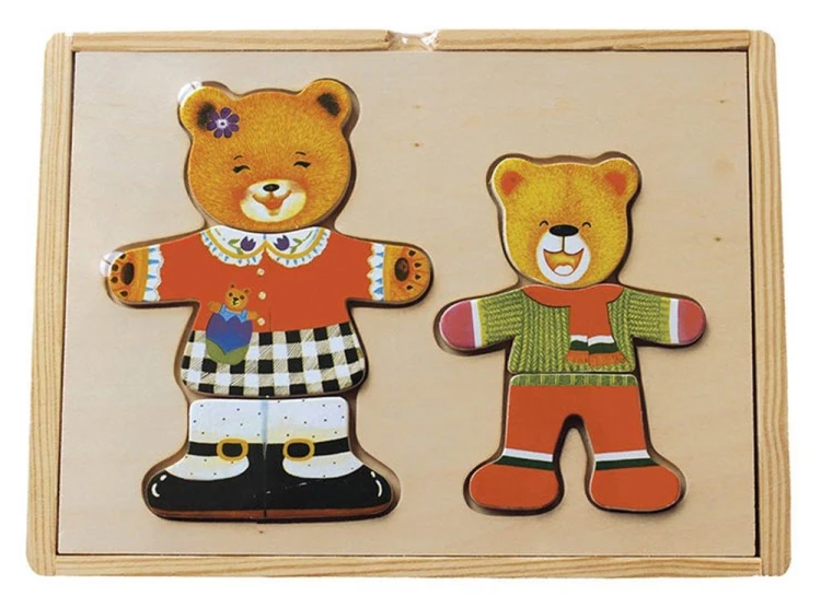 Ahşap Ayıcık Elbise Giydirme Puzzle