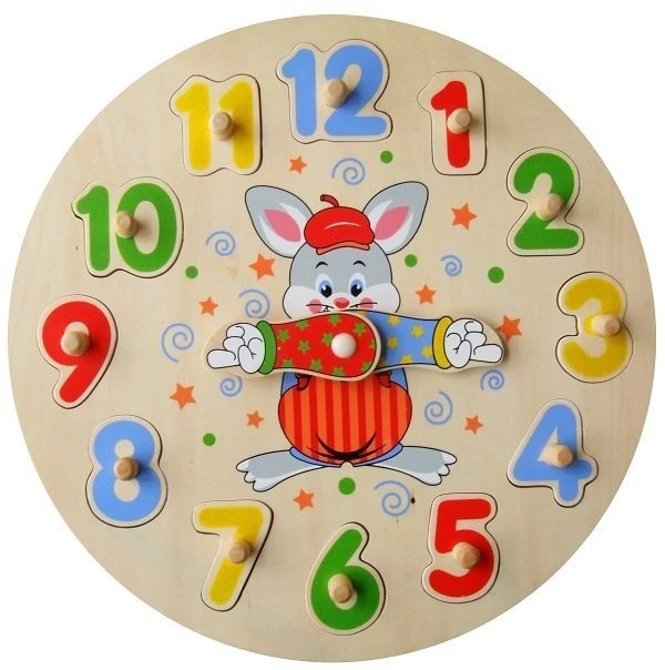Ahşap Figürlü Öğretici Saat 30 cm