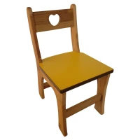 Kalp Detaylı Çam Masif MDF Oturaklı Sandalye