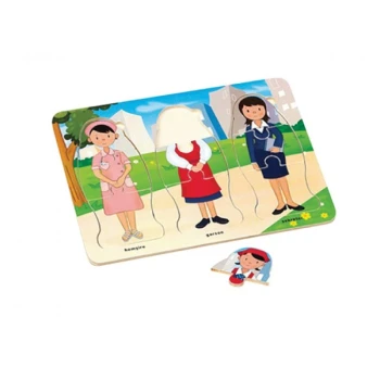 Ahşap Kadın Meslekleri Puzzle 3 Parça