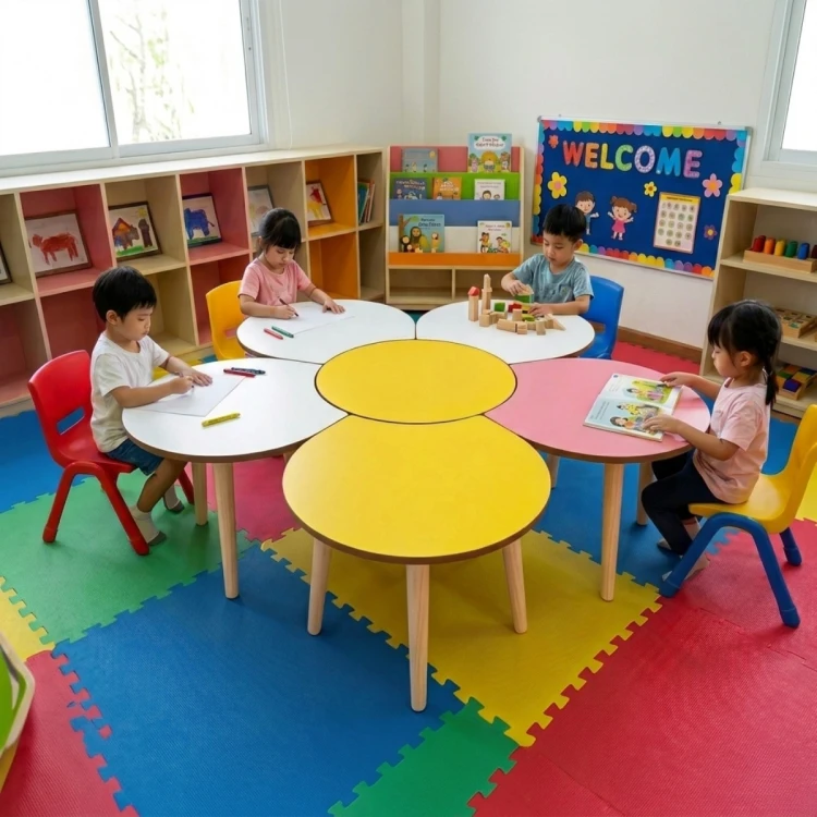 Renkli Papatya Figürlü Masa