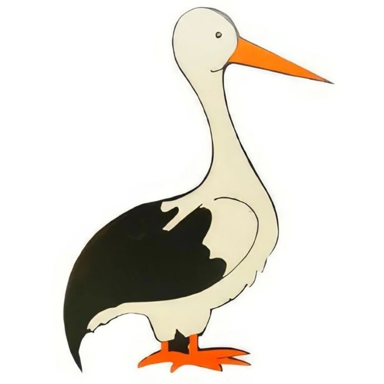 Ahşap Leylek Duvar Figürü 40 cm