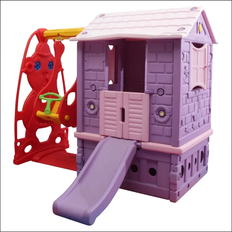 King Kaydıraklı Salıncaklı Oyun evi Pembe