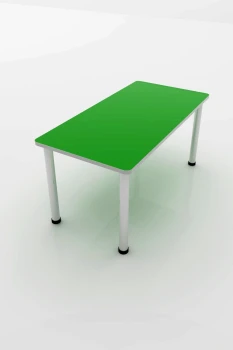 Yeşil Tablalı Beyaz Metal Ayaklı Masa 60x120 cm