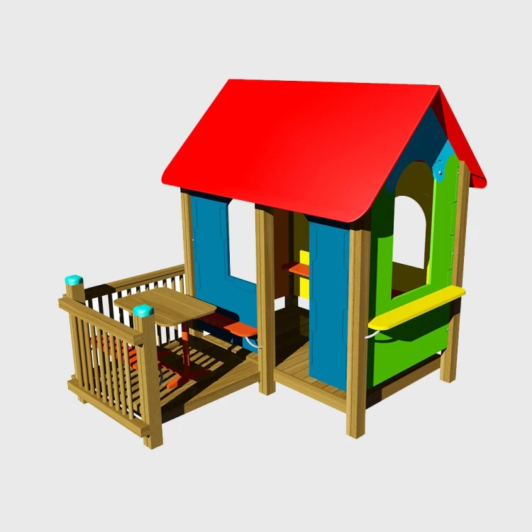 Kırmızı Çatılı Verandalı Oyun Evi 160x125x200 cm