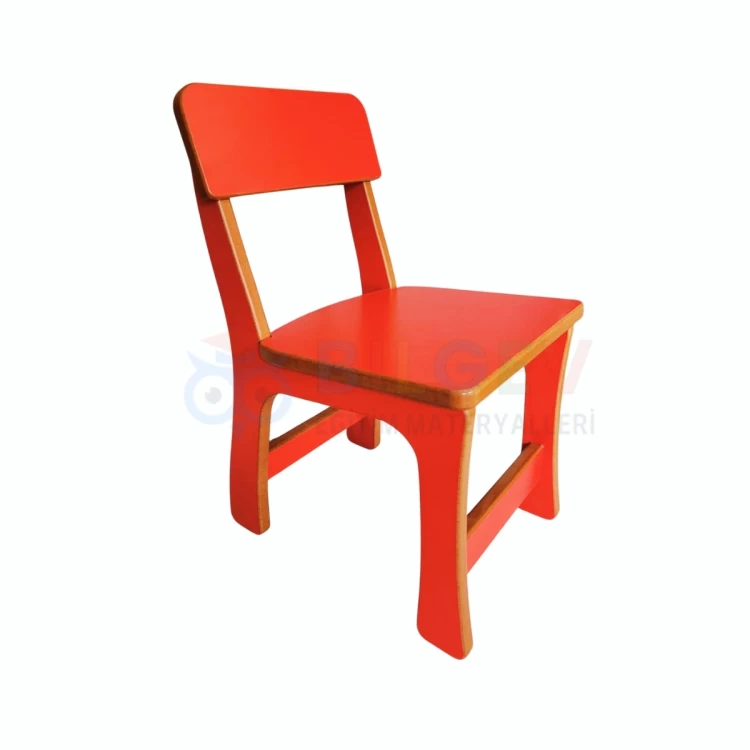 Kırmızı Ahşap Anaokulu Sandalye