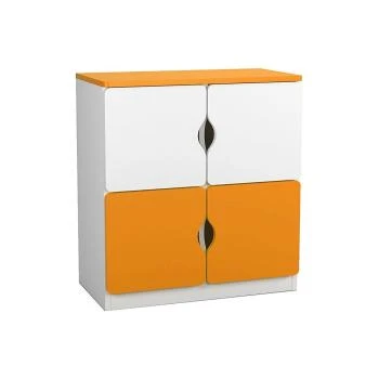 Anaokulu 4 Kapaklı Turuncu Beyaz Öğrenci Dolabı