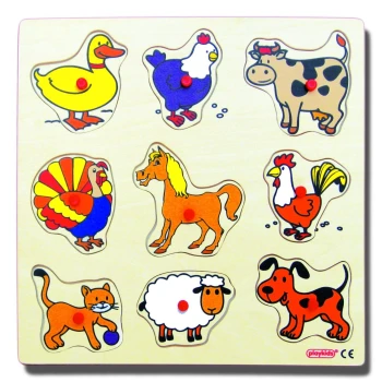 Ahşap Çiftlik Hayvanları Tutmalı Puzzle 30x30 cm