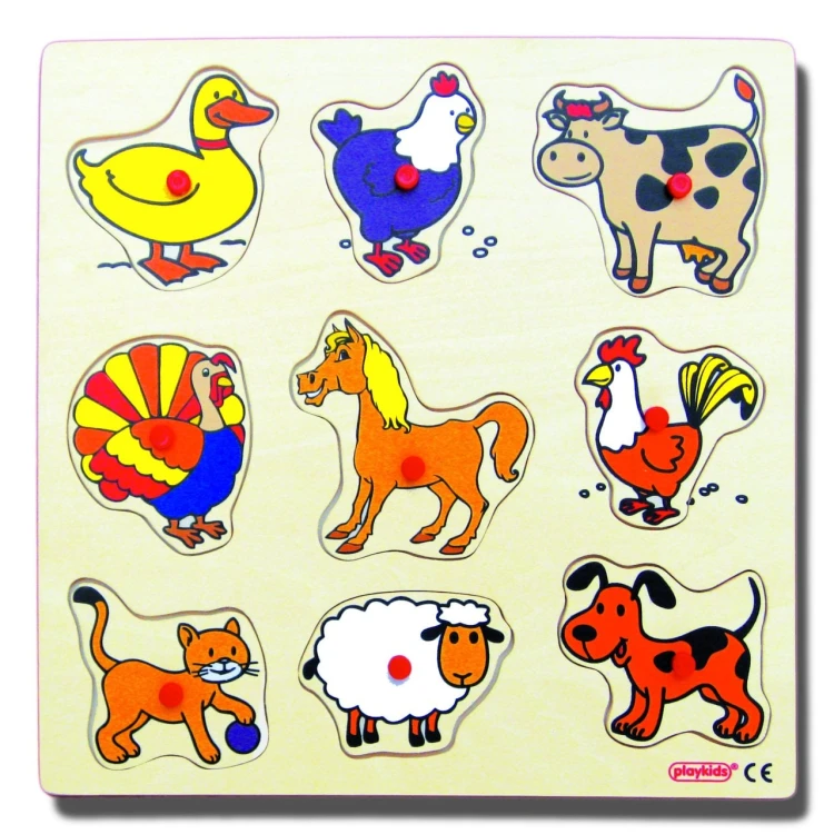 Ahşap Çiftlik Hayvanları Tutmalı Puzzle 30x30 cm