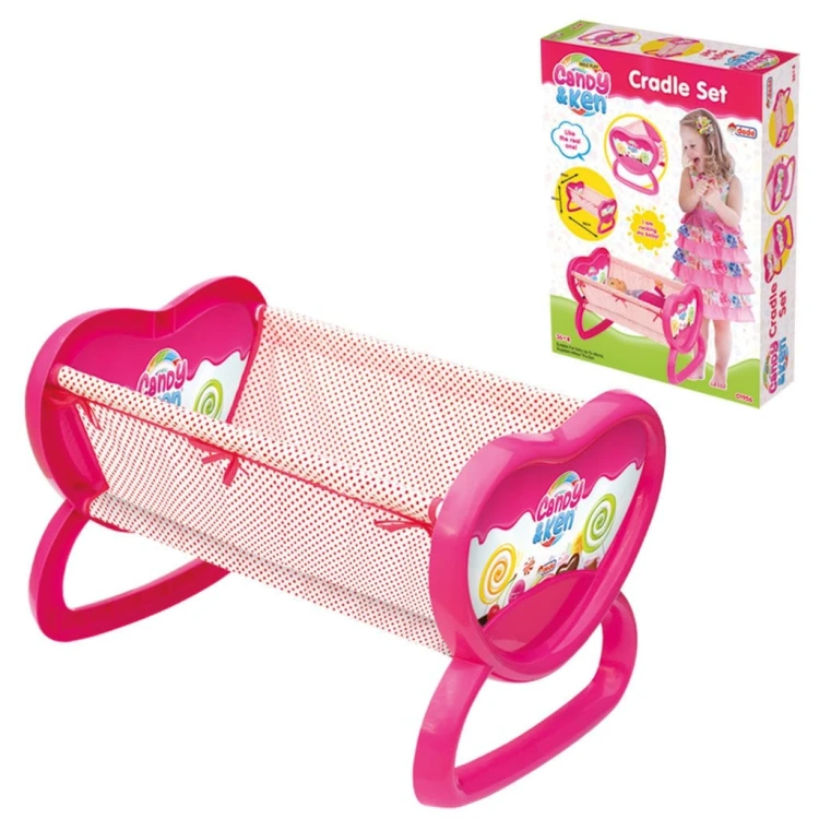 Pembe Sallanır Oyuncak Bebek Beşiği 56 cm