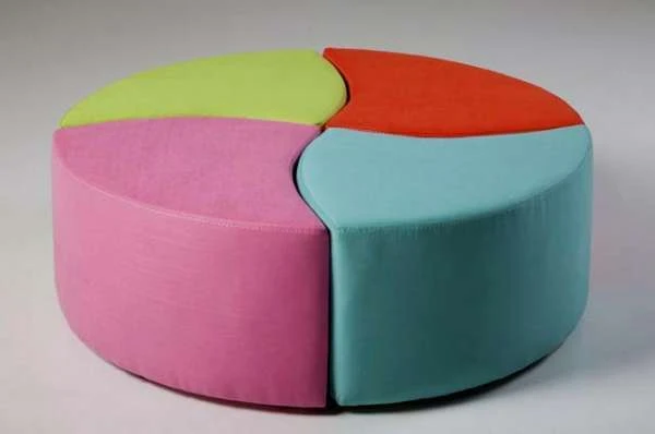 Dilimli Yuvarlak Puf Takımı 66x48x35 cm