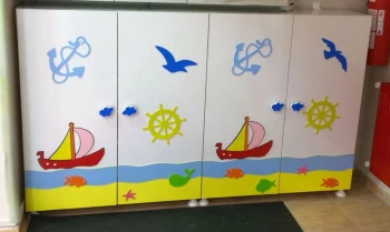 Denizci Figürlü Kapaklı Ayakkabılık 120x30x100 cm