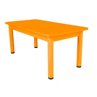 Ahşap Bazalı Dikdörtgen Turuncu Masa Metal Ayaklı (60x120)