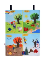 Anaokulu Cırtlı Kumaş Mevsimler Pano İngilizce