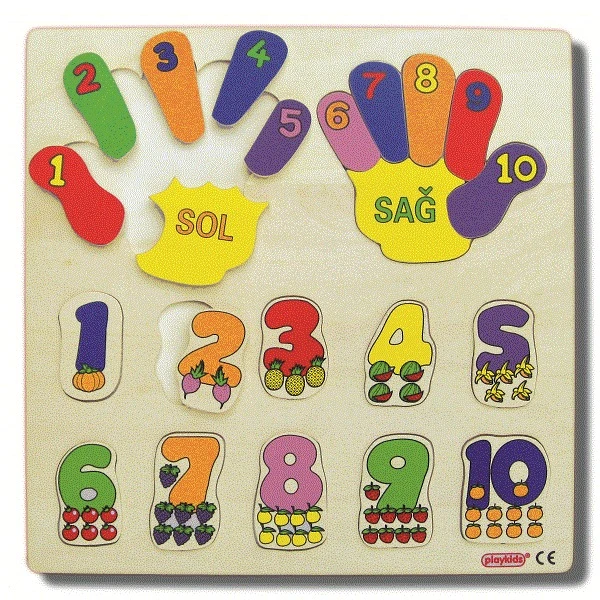 Sağ Sol Elli Parmakla Sayma Puzzle 30x30 cm