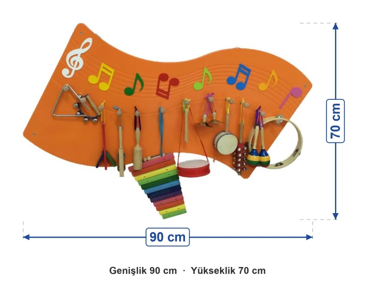 Notalı Müzik Köşesi (Aletsiz) ölçüleri: genişlik 90 cm, yükseklik 70 cm