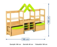 Çatılı Sandıklı Depolama Dolabı 180x40x180 cm ölçüleri: genişlik 180 cm, derinlik 40 cm, yükseklik 180 cm