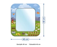 Anaokulu Çiftlik Desenli Lavabo Ayna ölçüleri: genişlik 45 cm, yükseklik 40 cm