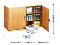 Ahşap Tonlu Kutulu Dolap 122x45x80 cm ölçüleri: genişlik 122 cm, derinlik 45 cm, yükseklik 80 cm
