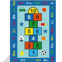 Sek Sek Mavi Desenli Anaokulu Sınıf  Halısı 133x190 cm