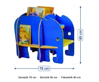 Fil Figürlü Alçak Kitaplık 78x56x60 cm ölçüleri: genişlik 78 cm, derinlik 56 cm, yükseklik 60 cm