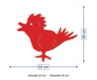 Ahşap Horoz Figürü 23x25 cm ölçüleri: genişlik 23 cm, yükseklik 25 cm