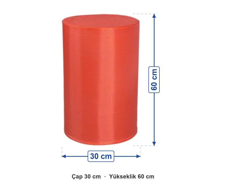 Kırmızı Silindir Blok 30x60 cm ölçüleri: çap 30 cm, yükseklik 60 cm