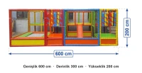 Trambolinli Top Havuzu 600x300x200 cm ölçüleri: genişlik 600 cm, derinlik 300 cm, yükseklik 200 cm