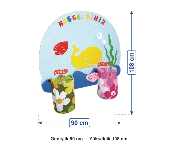 Balina Figürlü Duvara Monte Galoşluk 90x108 cm ölçüleri: genişlik 90 cm, yükseklik 108 cm