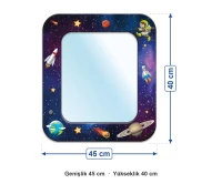 Anaokulu Uzay Desenli Lavabo Ayna ölçüleri: genişlik 45 cm, yükseklik 40 cm