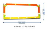 Arı Figürlü Yazı Tahtası 90x210 cm ölçüleri: genişlik 210 cm, yükseklik 90 cm