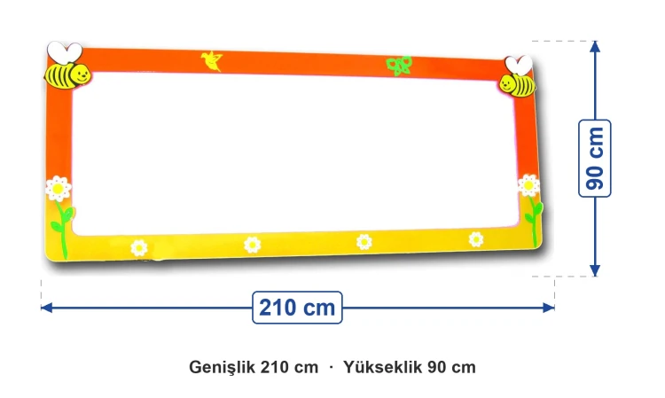 Arı Figürlü Yazı Tahtası 90x210 cm ölçüleri: genişlik 210 cm, yükseklik 90 cm