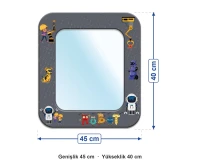 Anaokulu Robotik Desenli Lavabo Ayna ölçüleri: genişlik 45 cm, yükseklik 40 cm