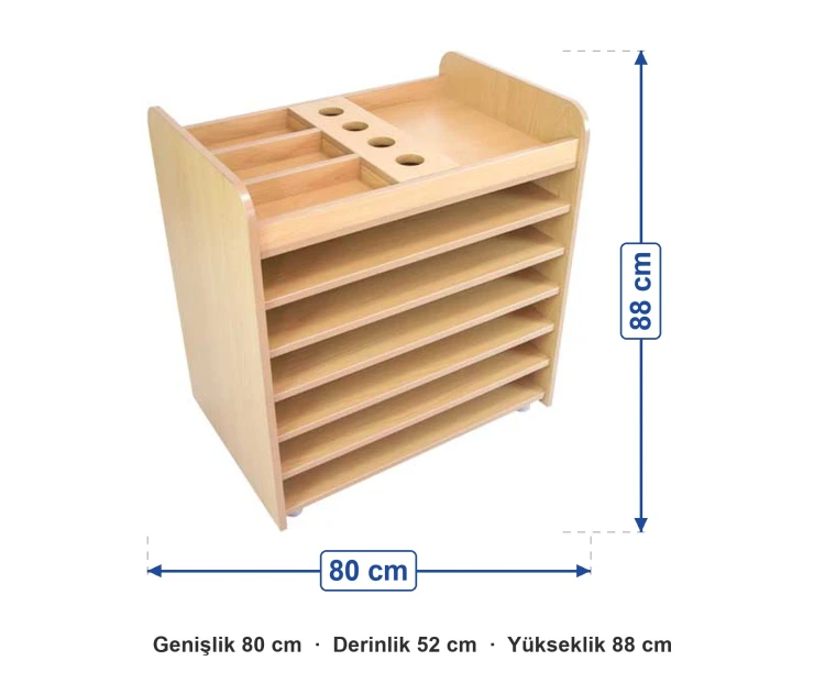 Kalemlikli Sanat Dolabı 80x52x88 cm ölçüleri: genişlik 80 cm, derinlik 52 cm, yükseklik 88 cm