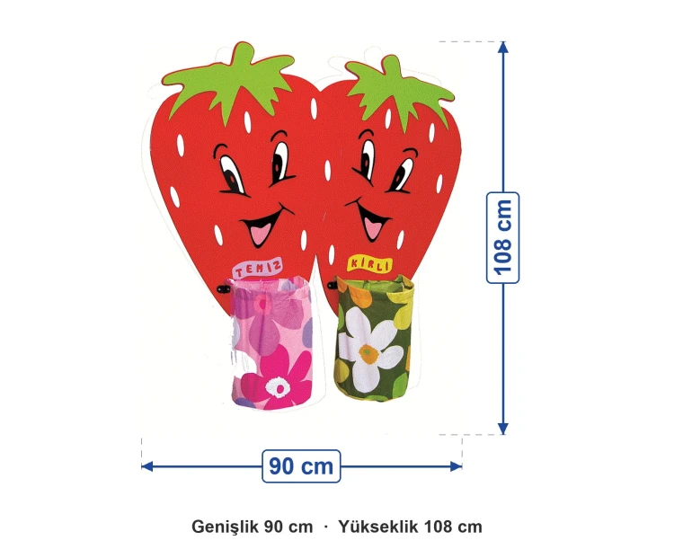 Duvara Monte Çilek Galoşluk 90x108 cm ölçüleri: genişlik 90 cm, yükseklik 108 cm